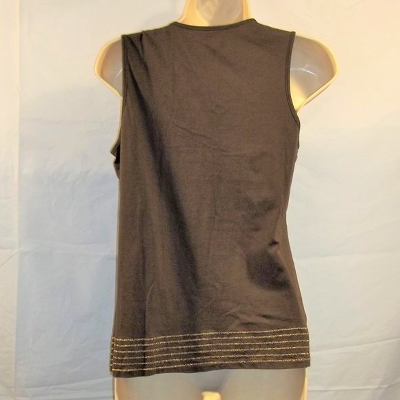 a.n.a. A New Approach Womens Tank Top Size Medium Striped Geometric Brown Gold - Picture 2 of 6